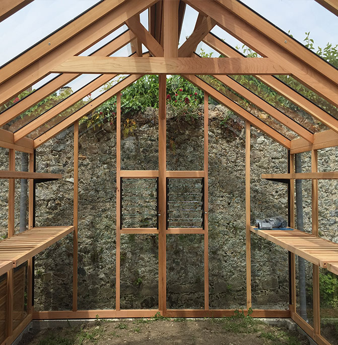 Chartley Greenhouse timber frame 