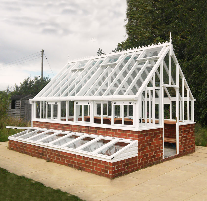 10x16 Bespoke Victorian Painted White with casements and fitted bespoke coldframes
