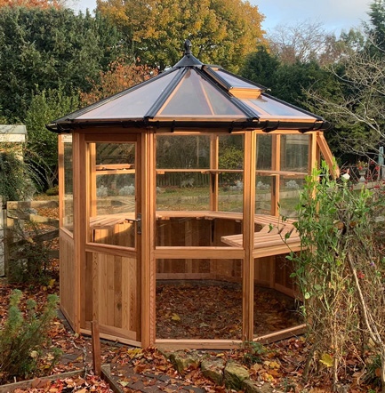 Cedar Greenhouse with tempered glass and panels