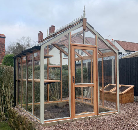 Decagonal Cedar Greenhouse 8ft3 x 8ft3 wooden greenhouse for small gardens