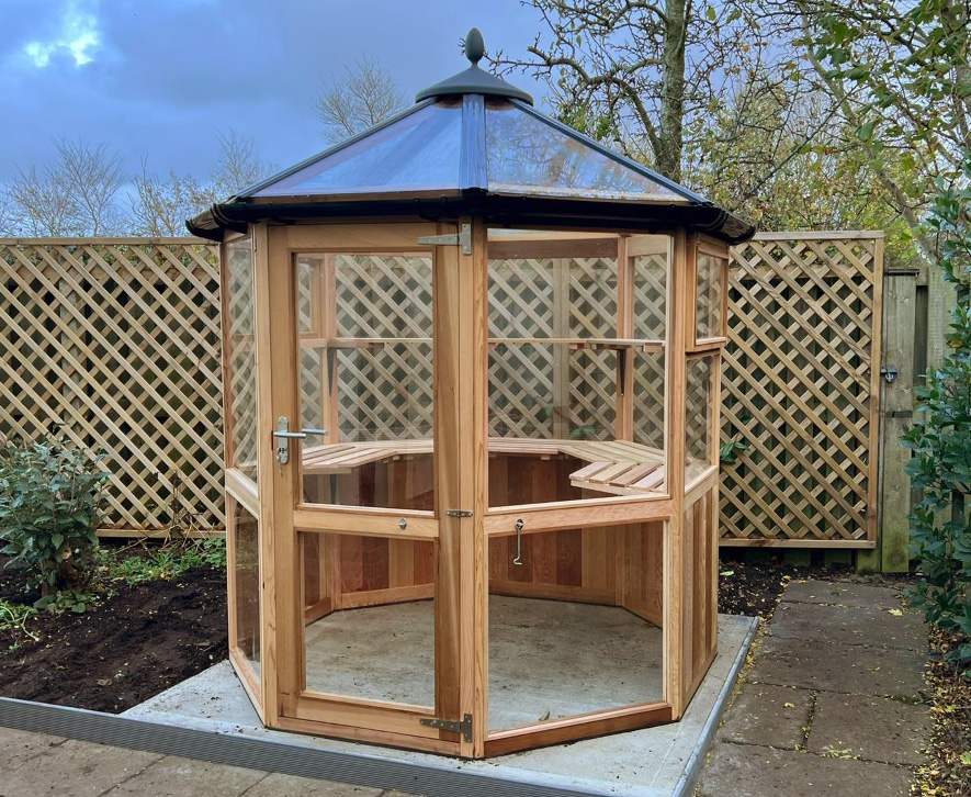 Octagonal Cedar Greenhouse 6ft6 x 6ft6 made in the UK
