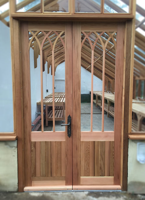 Gothic Styled Wooden Greenhouse Doors