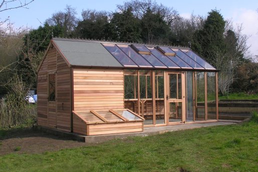 Shed Combo Greenhouses built in Western Red Cedar- Shingle 